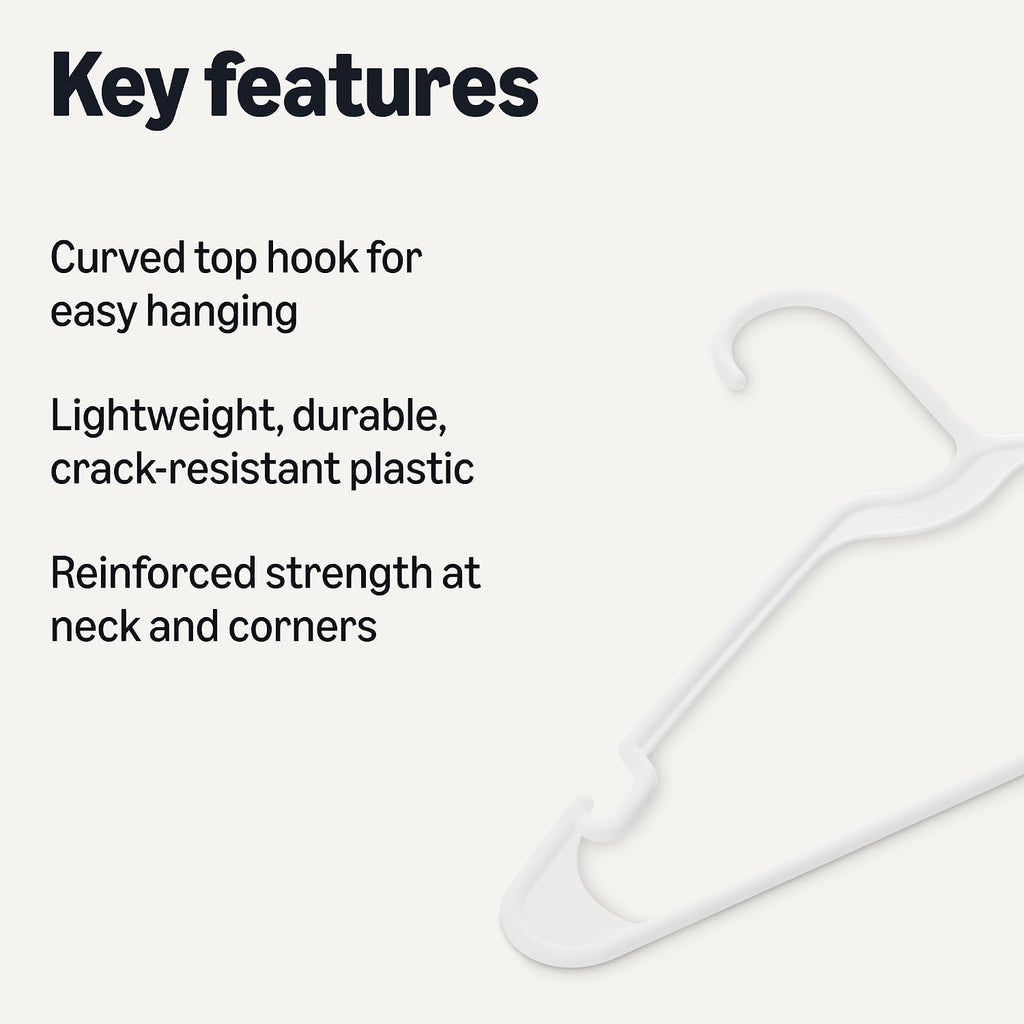 White Plastic Clothes Hangers – 50 Pack
