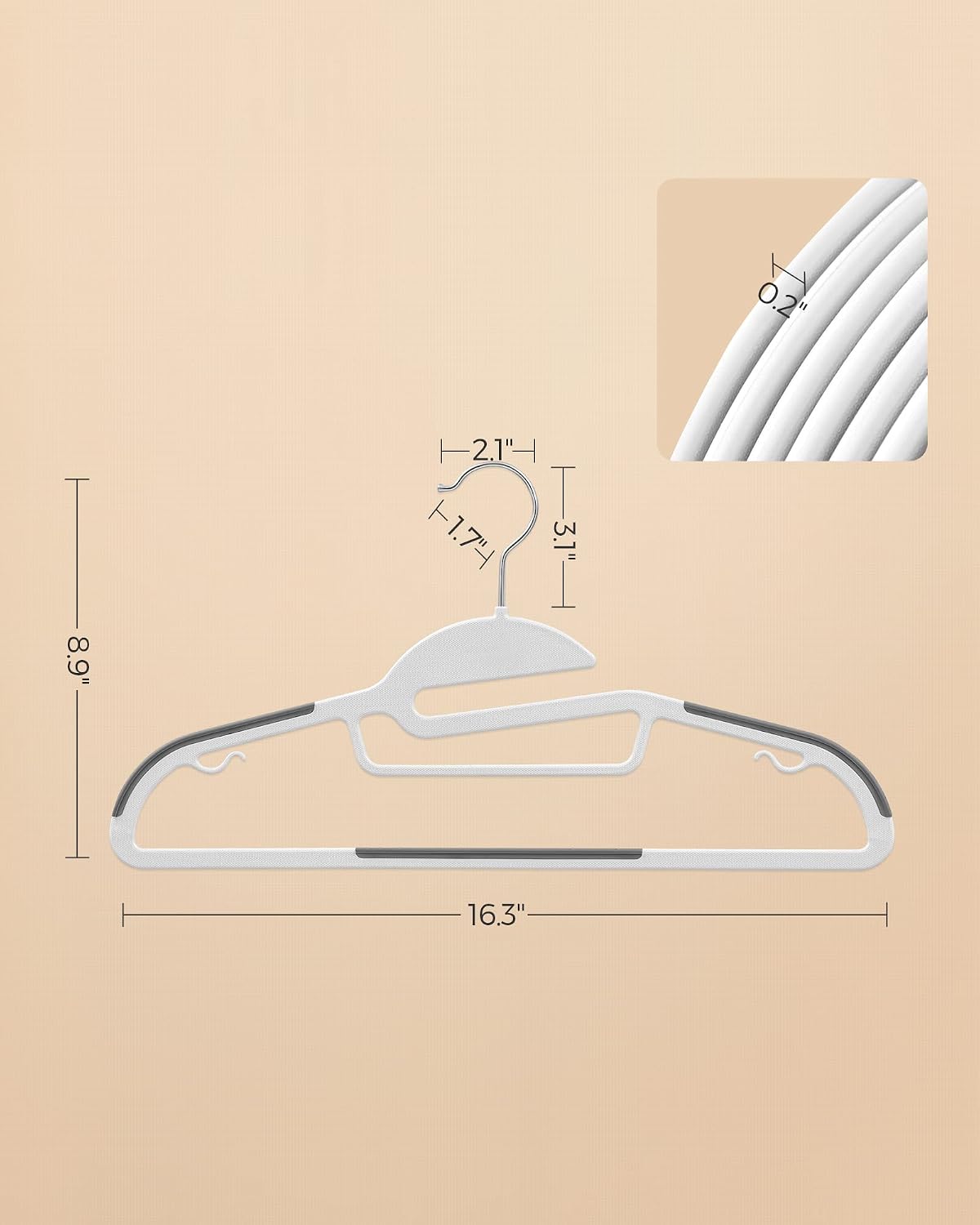 Slim Plastic Coat Hangers – 50 Pack