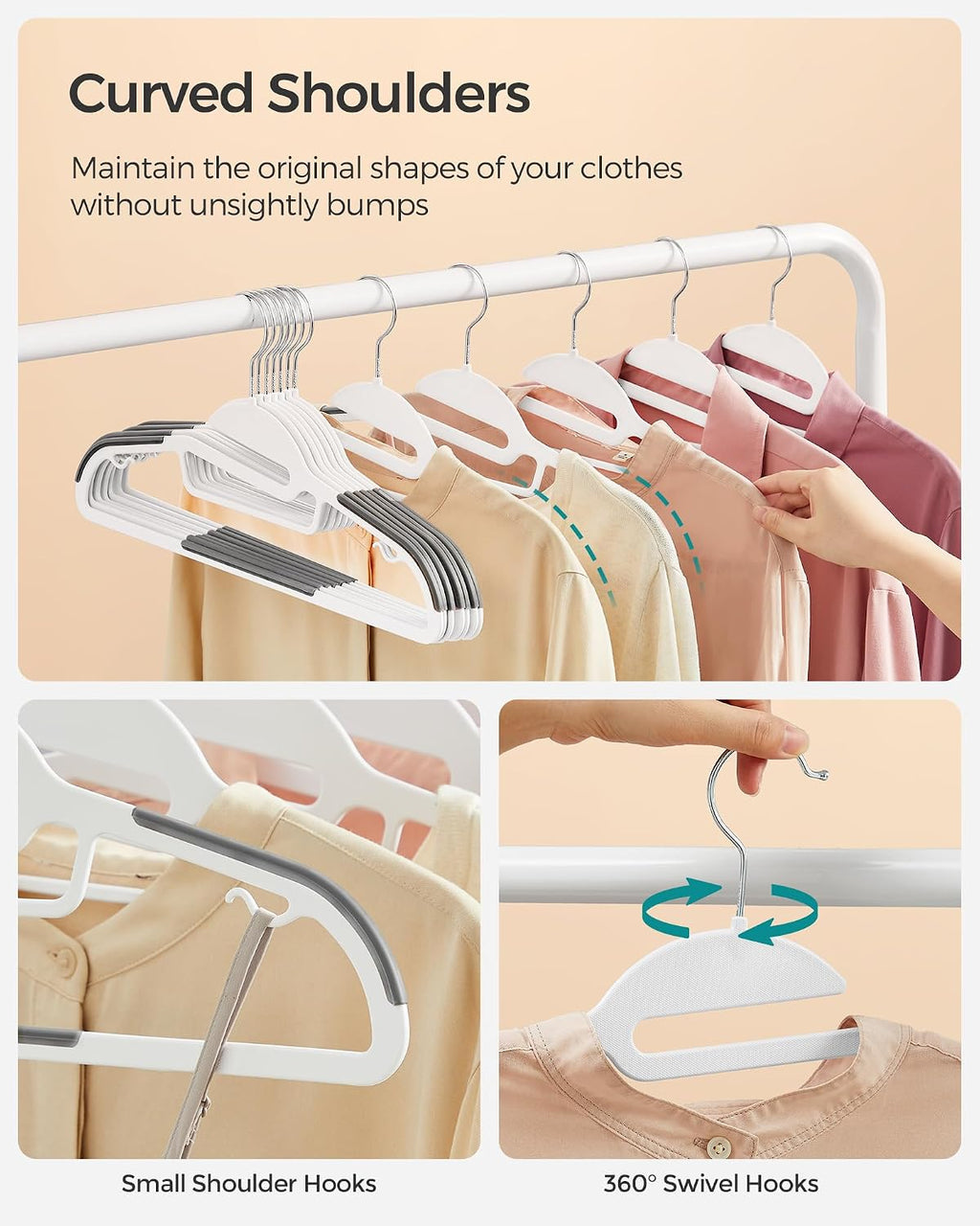 Slim Plastic Coat Hangers – 50 Pack