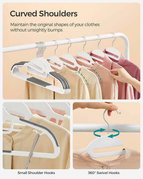 Slim Plastic Coat Hangers – 50 Pack