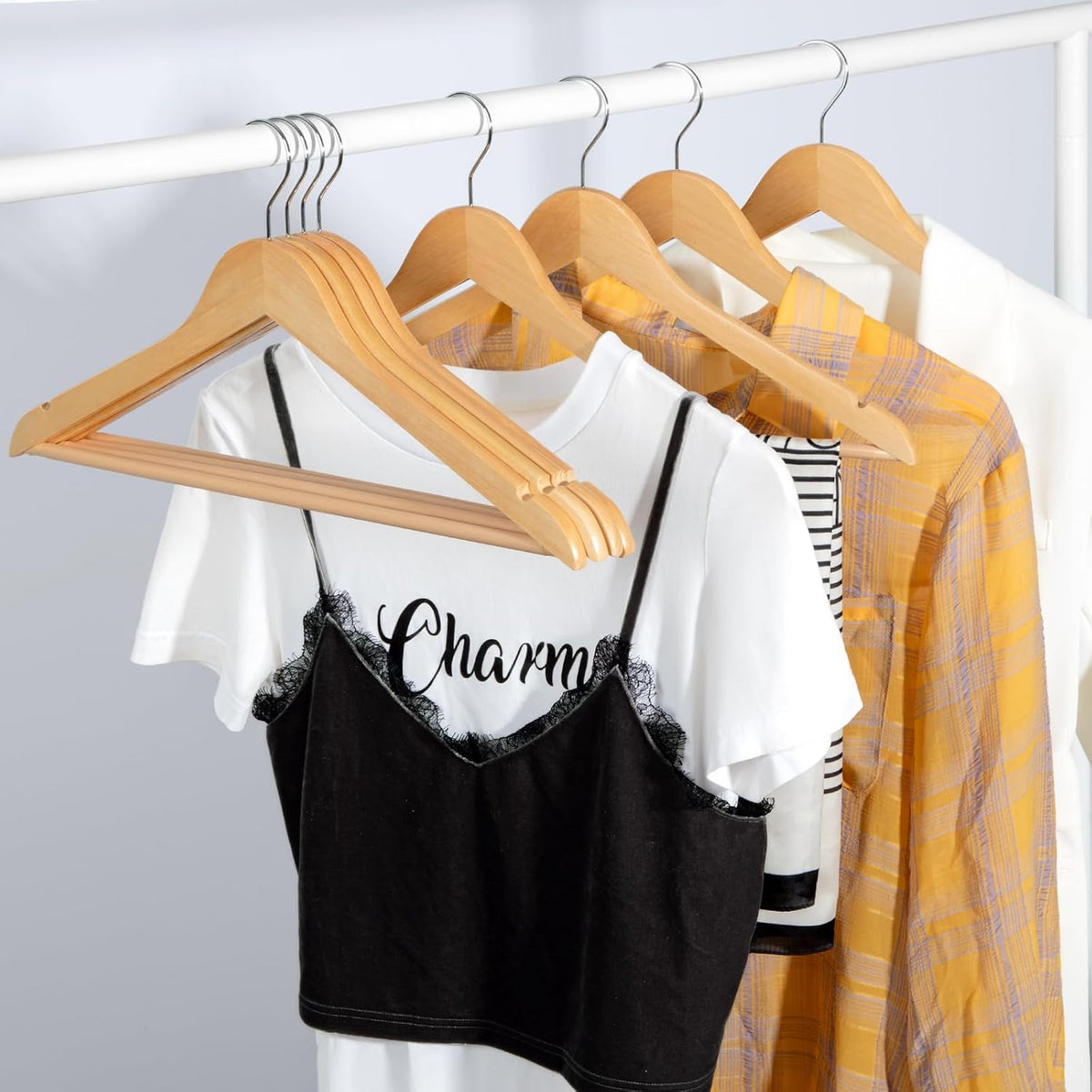 Natural Wooden Clothes Hangers – 30 Pack