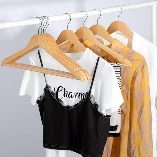 Natural Wooden Clothes Hangers – 30 Pack